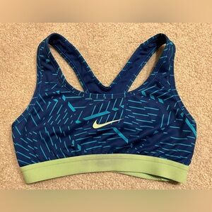Nike Women’s XS Dri-Fit Sports Bra - Blue/Green Pattern